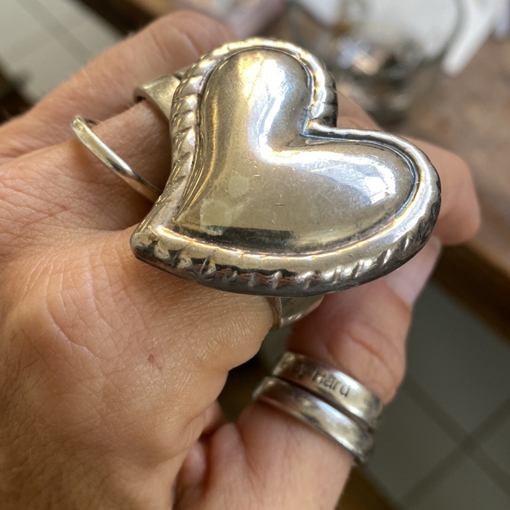 *sold* Custom made sterling silver heart ring - Picture 6 of 6